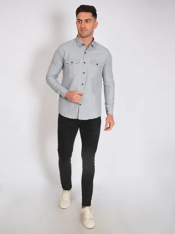 Grey_Trendy_Design_Premium_Cotton_Double_Pocket_Shirt_For_Men