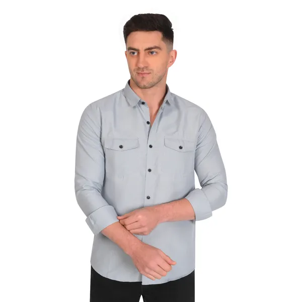 Grey_Trendy_Design_Premium_Cotton_Double_Pocket_Shirt_For_Men