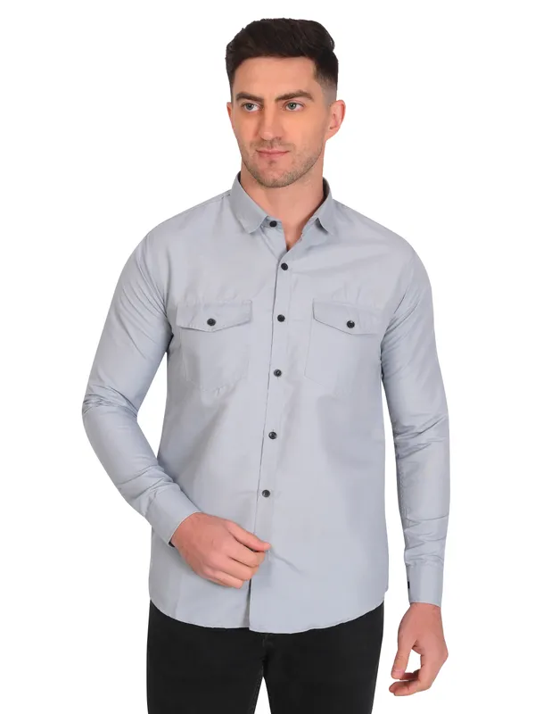 Grey_Trendy_Design_Premium_Cotton_Double_Pocket_Shirt_For_Men