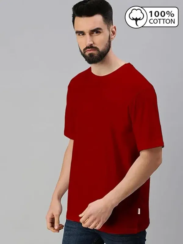 Maroon_Trendy_Design,_220_GSM_Pure_Cotton_Oversize_T-Shirt_For_Men