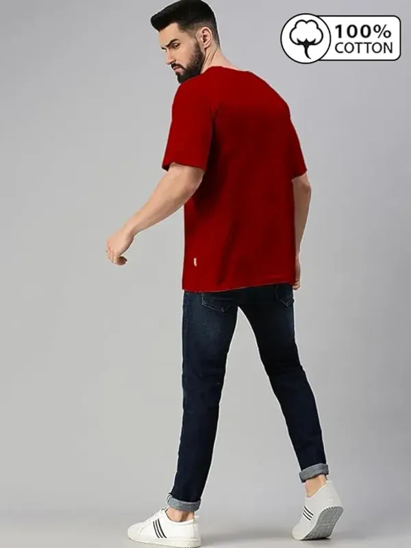 Maroon_Trendy_Design,_220_GSM_Pure_Cotton_Oversize_T-Shirt_For_Men