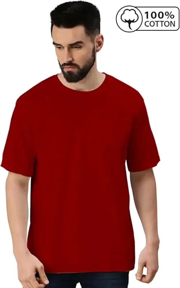 Maroon_Trendy_Design,_220_GSM_Pure_Cotton_Oversize_T-Shirt_For_Men