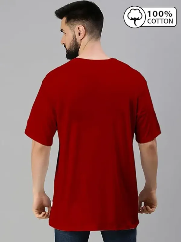 Maroon_Trendy_Design,_220_GSM_Pure_Cotton_Oversize_T-Shirt_For_Men