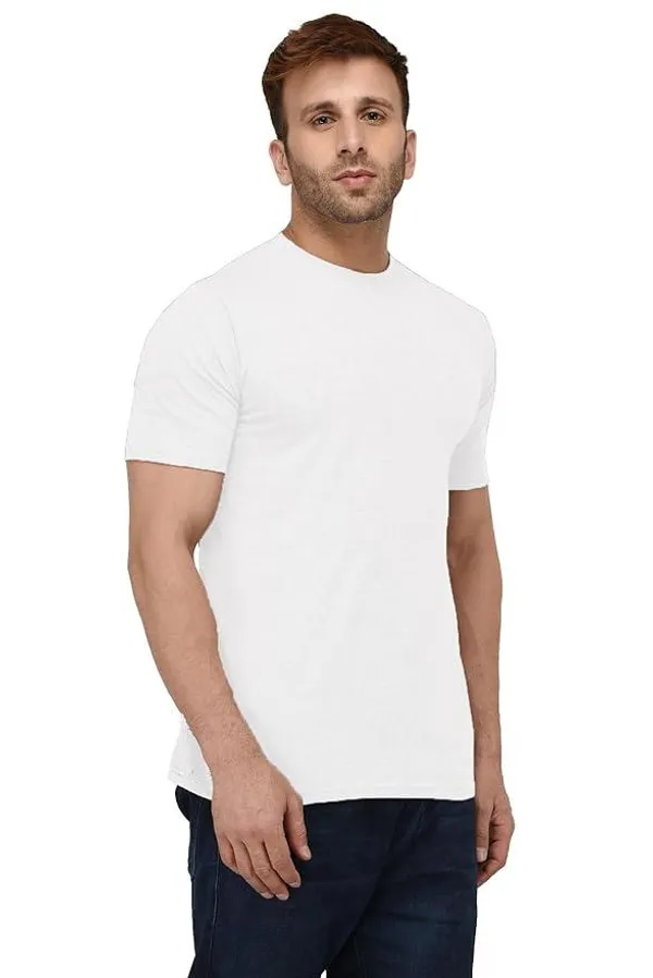 White_Trendy_Design_Round_Neck_Bio-wash_Cotton_T-Shirt_For_Men