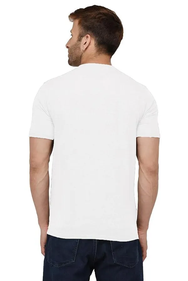White_Trendy_Design_Round_Neck_Bio-wash_Cotton_T-Shirt_For_Men