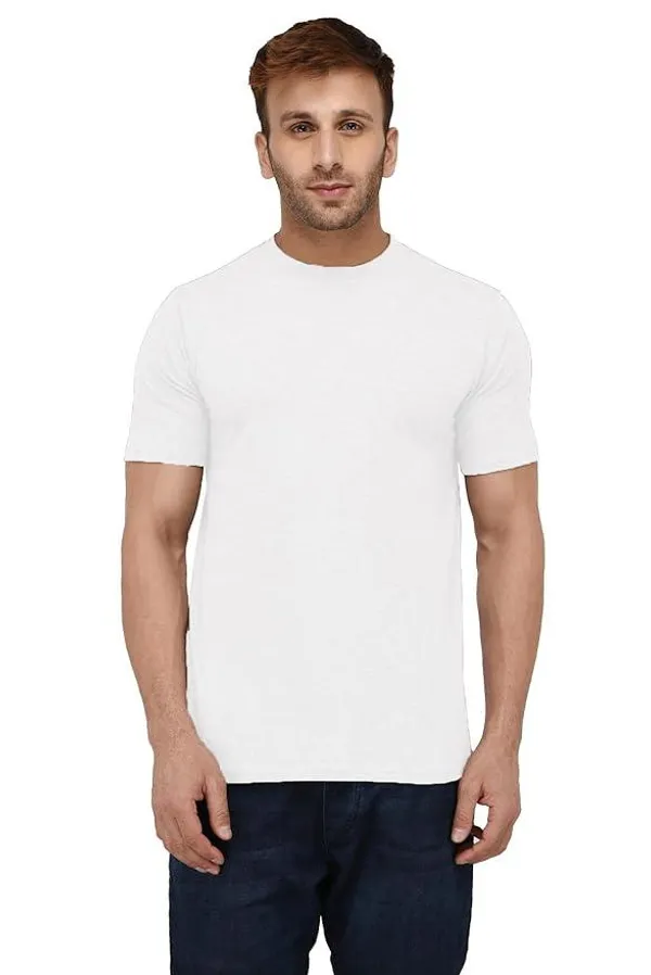 White_Trendy_Design_Round_Neck_Bio-wash_Cotton_T-Shirt_For_Men