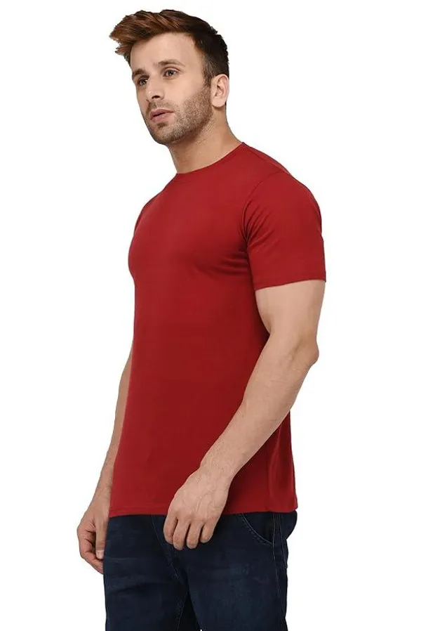 Maroon_Trendy_Design_Round_Neck_Pure_Cotton_T-Shirt_For_Men