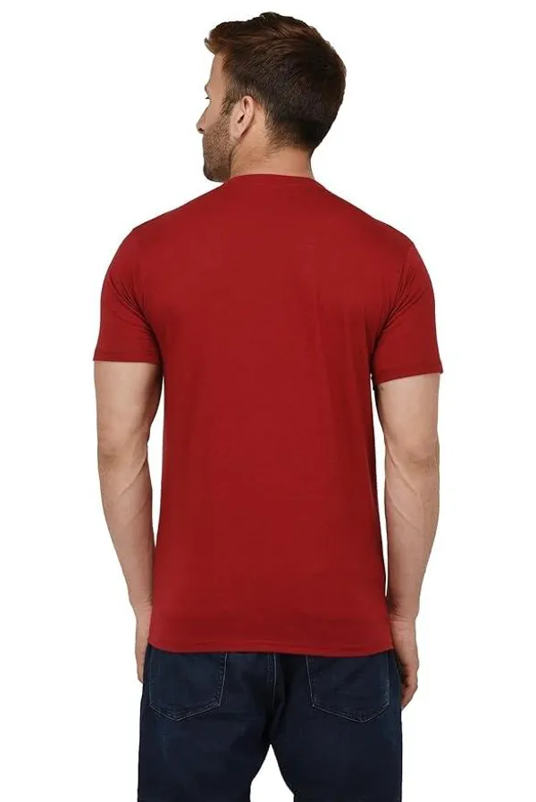 Maroon_Trendy_Design_Round_Neck_Pure_Cotton_T-Shirt_For_Men