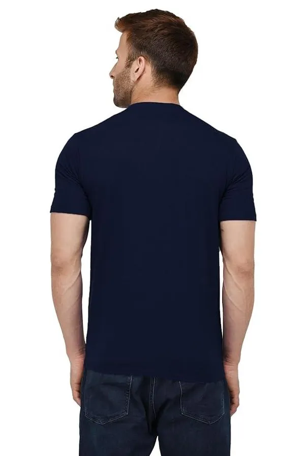 Navy_Blue_Trendy_Design_Round_Neck_Bio-wash_Cotton_T-Shirt_For_Men