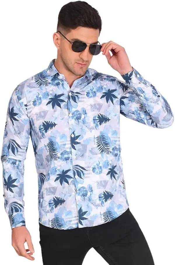 Blue_Trendy_Design_Floral_Printed_Cotton_Blend_Casual_Shirt_For_Men