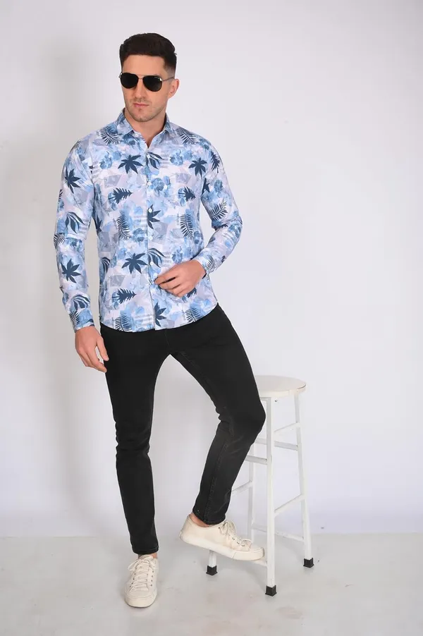 Blue_Trendy_Design_Floral_Printed_Cotton_Blend_Casual_Shirt_For_Men