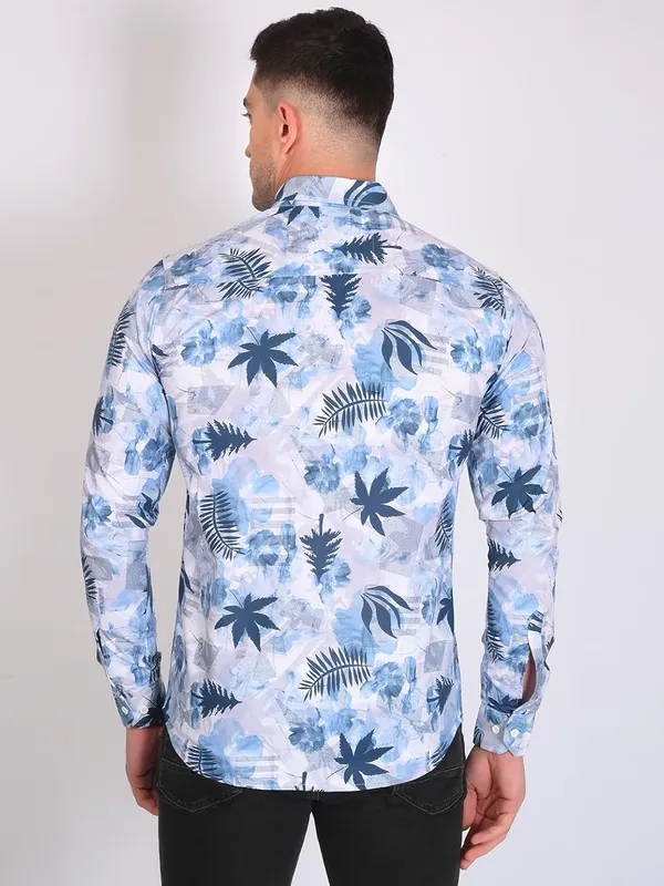 Blue_Trendy_Design_Floral_Printed_Cotton_Blend_Casual_Shirt_For_Men