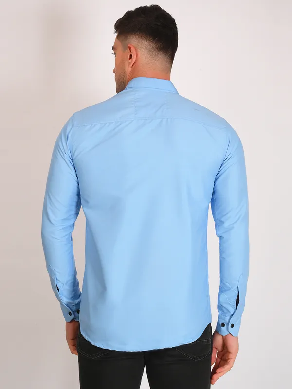 Aqua_Blue_Trendy_Design_Premium_Cotton_Shirt_For_Men