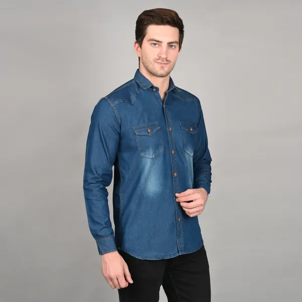 Blue_Trendy_Design_Double_Pocket_Denim_Shirt_For_Men