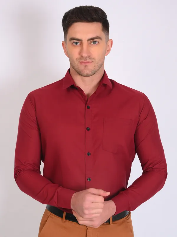 Red_Trendy_Design_Premium_Cotton_Shirt_For_Men