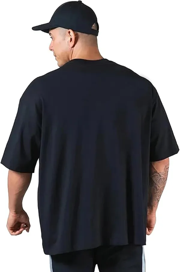 Navy_Blue_Trendy_Design,_220_GSM_Pure_Cotton_Oversize_T-Shirt_For_Men