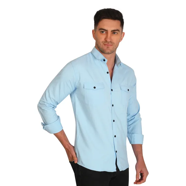 Aqua_Blue_Trendy_Design_Premium_Cotton_Double_Pocket_Shirt_For_Men