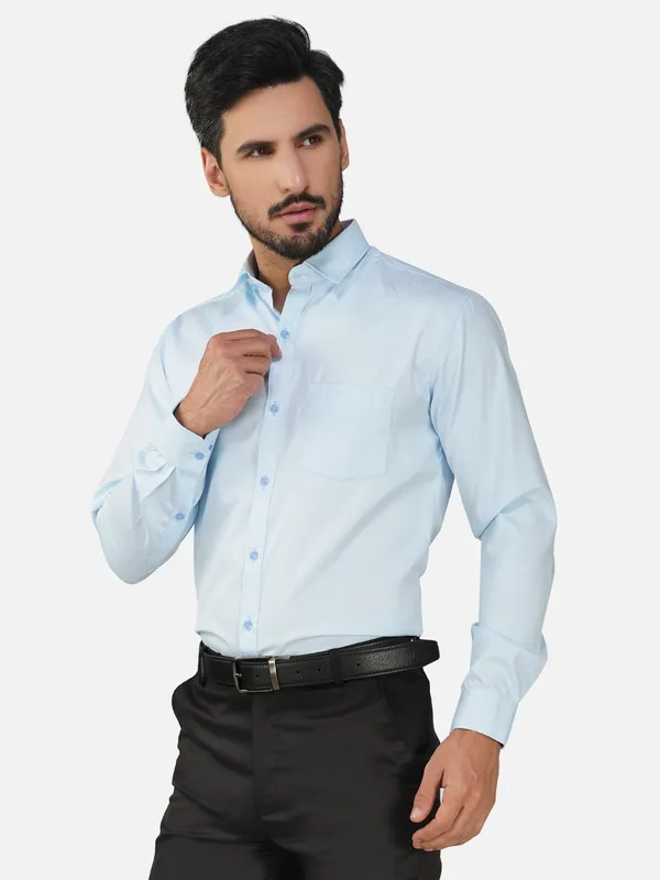 Sky_Blue_Trendy_Design_Plain_Shirt_For_Men