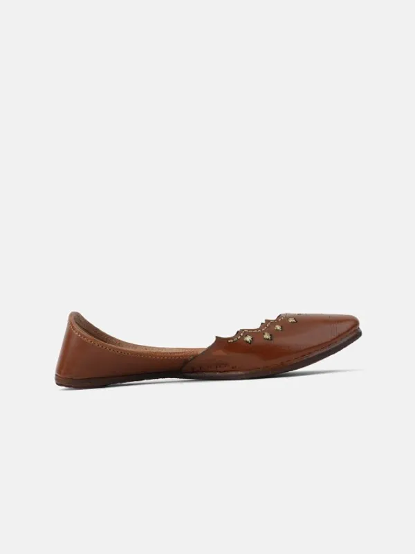 Handmade_Brown_Ballerinas_Handicrafted_Premium_Jutti_For_Women
