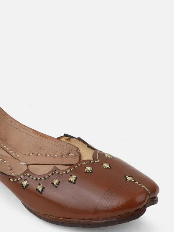 Handmade_Brown_Ballerinas_Handicrafted_Premium_Jutti_For_Women