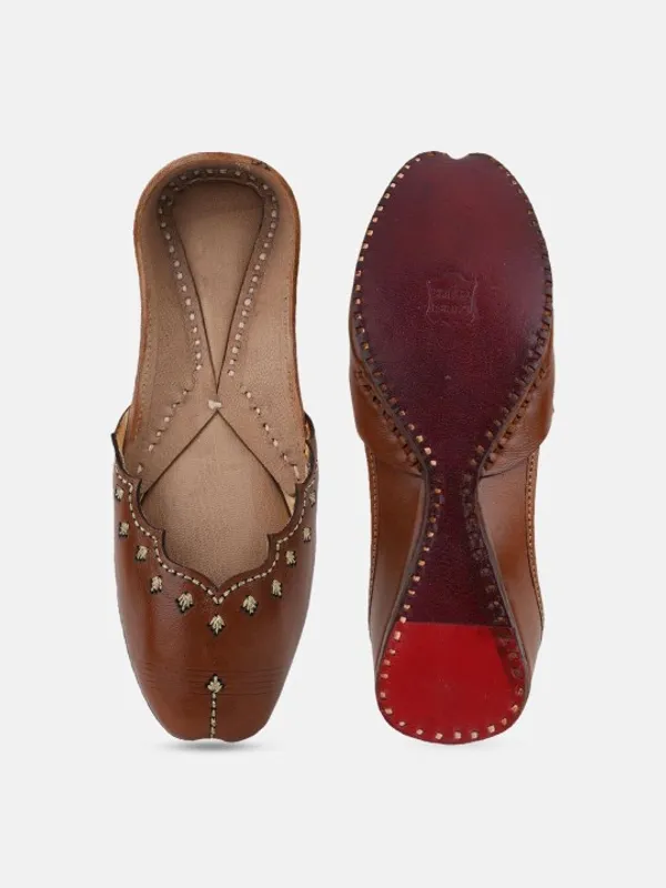 Handmade_Brown_Ballerinas_Handicrafted_Premium_Jutti_For_Women