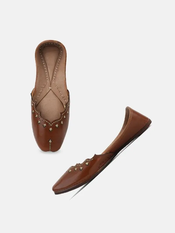 Handmade_Brown_Ballerinas_Handicrafted_Premium_Jutti_For_Women