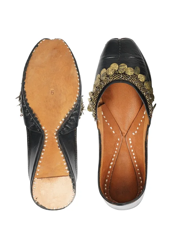 Handmade_Black_Brass_Coin_Payal_Jutti