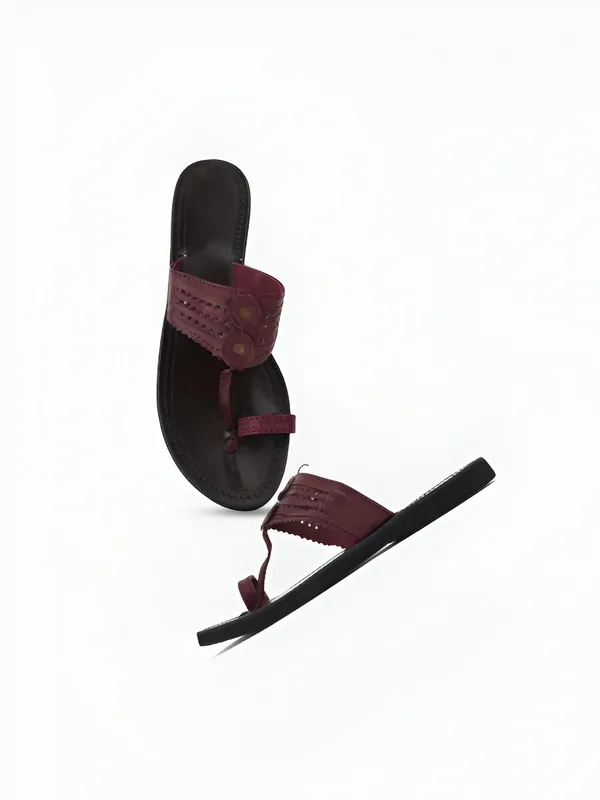 Handmade_Mahroon_Ebony_Kolhapuri