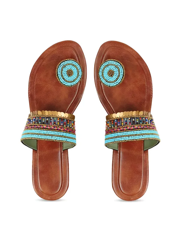 Handmade_Affrican_Navy_Blue_Embellished_Ballerinas_Handicrafted__Flat_For_Women