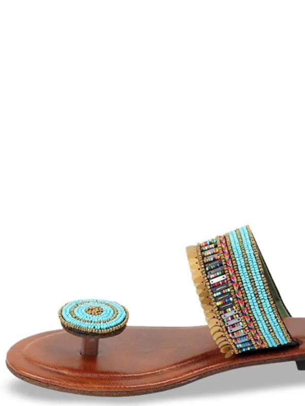 Handmade_Affrican_Navy_Blue_Embellished_Ballerinas_Handicrafted__Flat_For_Women