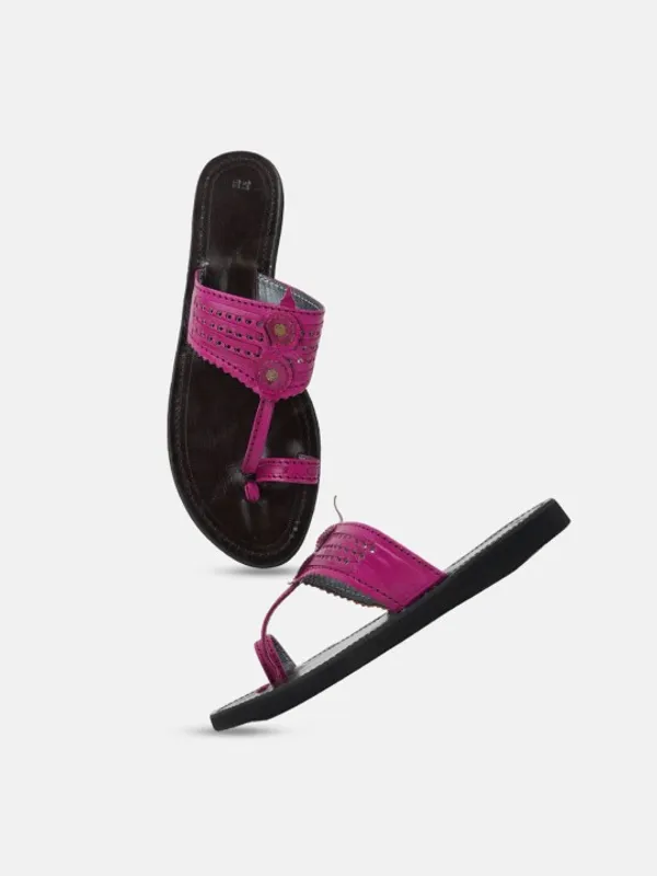 Handmade_Pink_Leather_Handicrafted__Flat_Sandal_For_Women