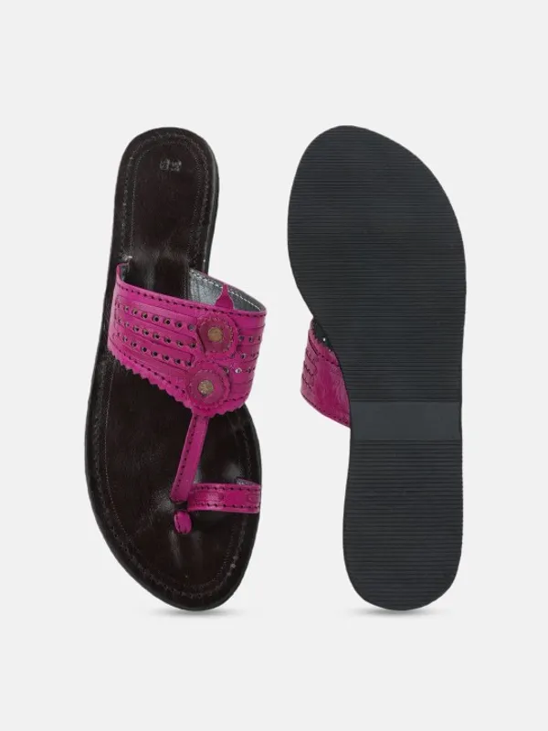 Handmade_Pink_Leather_Handicrafted__Flat_Sandal_For_Women