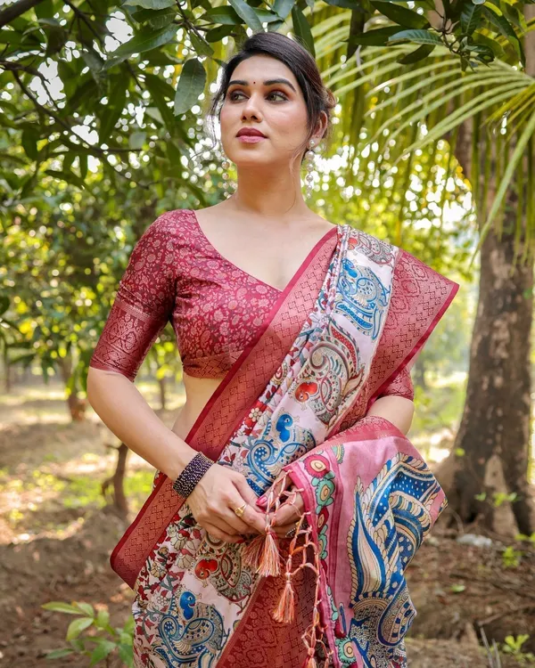 Blush_Pink_Digital_Print_Tussar_Silk_Saree_with_Zari_Border_and_Peacock_Motif_Pallu