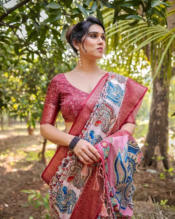 Blush_Pink_Digital_Print_Tussar_Silk_Saree_with_Zari_Border_and_Peacock_Motif_Pallu