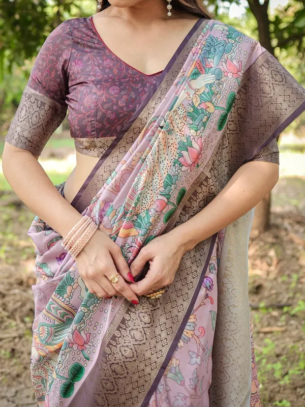 Lilac_and_Purple_Digital_Print_Tussar_Silk_Saree_with_Zari_Diamond_Border_and_Lotus_Motif_Pallu