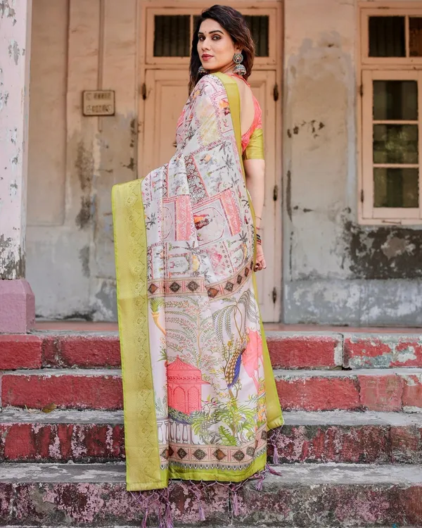 Pastel_Tussar_Silk_Saree_with_Lime_Green_Zari_Border_and_Hand-Painted_Heritage_Designs