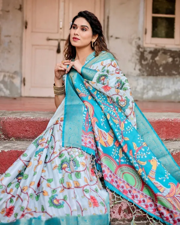 Sky_Blue_Tussar_Silk_Saree_with_Multicolor_Floral_Design_and_Zari_Paisley_Border