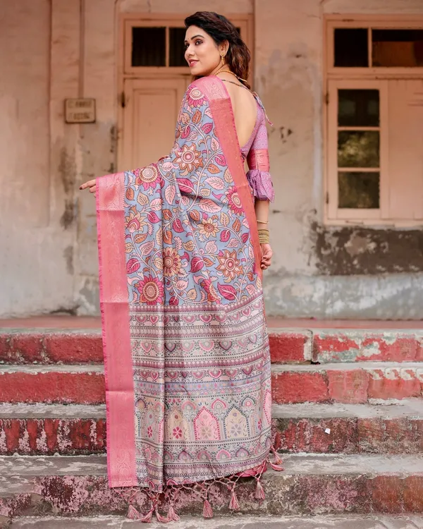 Graceful_Grey_Tussar_Silk_Saree_with_Pink_Zari_Border_and_Intricate_Floral_Motifs
