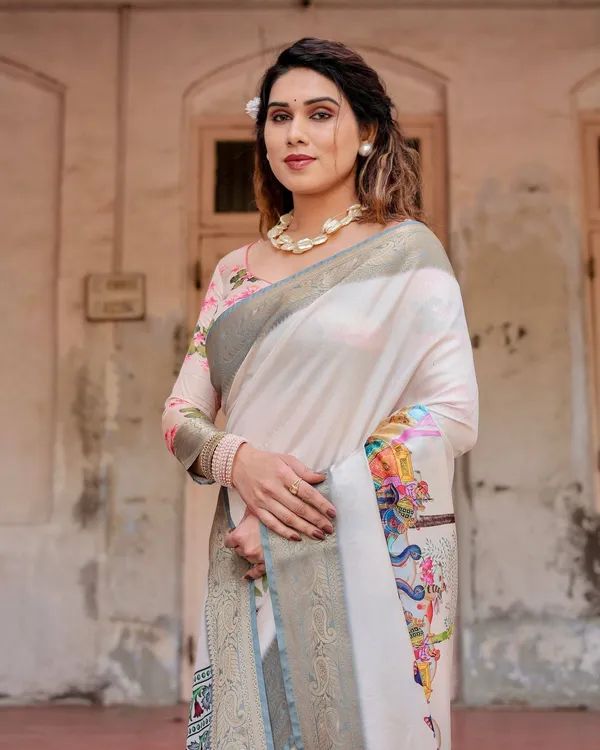 Ivory_Tussar_Silk_Saree_with_Handcrafted_Elephant_Motif_Pallu_and_Golden_Zari_Border