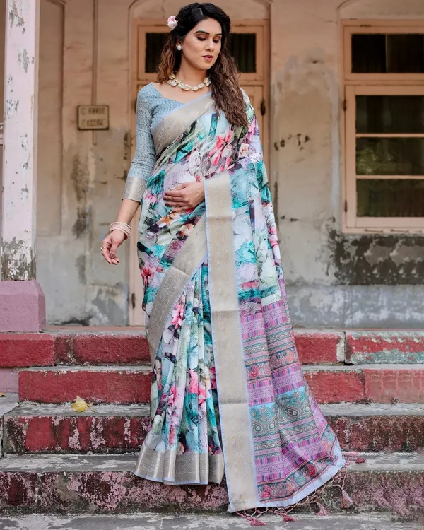 Graceful_Floral_Digital_Print_Saree_with_Gold_Paisley_Border_and_Multicolor_Pallu