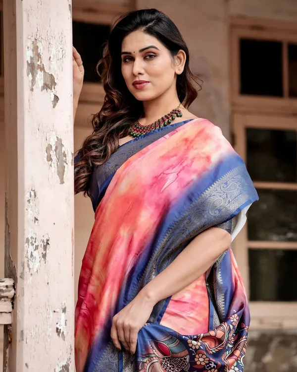Pink_and_Blue_Digital_Printed_Saree_with_Peacock_Motif_and_Tassel_Detail