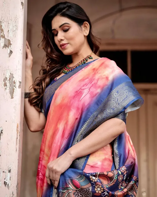 Pink_and_Blue_Digital_Printed_Saree_with_Peacock_Motif_and_Tassel_Detail