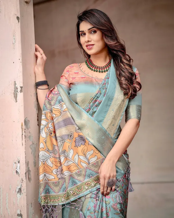Sky_Blue_Tussar_Silk_Saree_with_Intricate_Zari_Border_and_Artistic_Pallu_Design