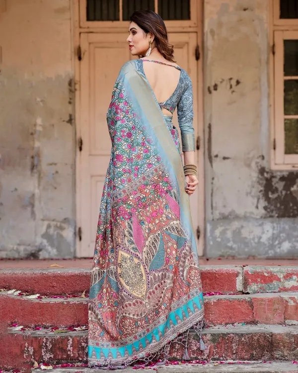 Sky_Blue_Tussar_Silk_Saree_with_Floral_Weaves_and_Ornamental_Pallu_Design