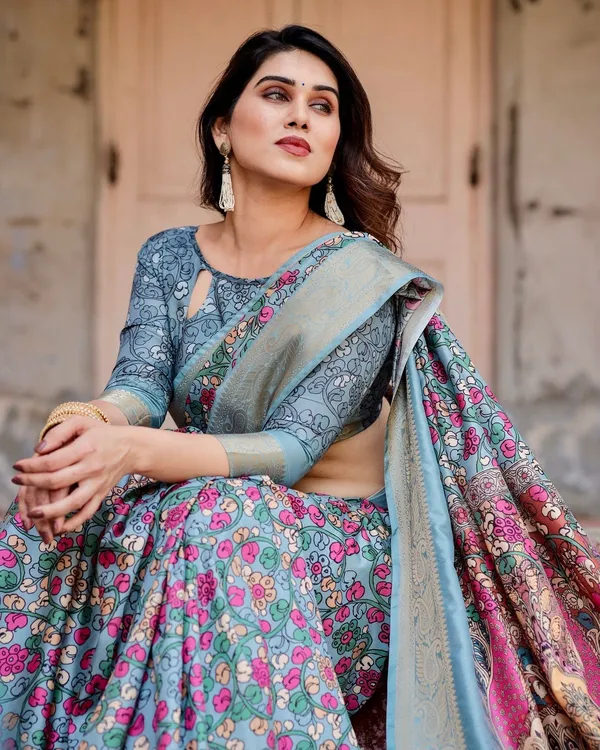 Sky_Blue_Tussar_Silk_Saree_with_Floral_Weaves_and_Ornamental_Pallu_Design