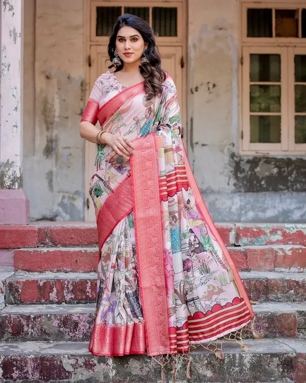 Blush_Pink_Digital_Print_Tussar_Silk_Saree_with_Vibrant_Storyline_Art