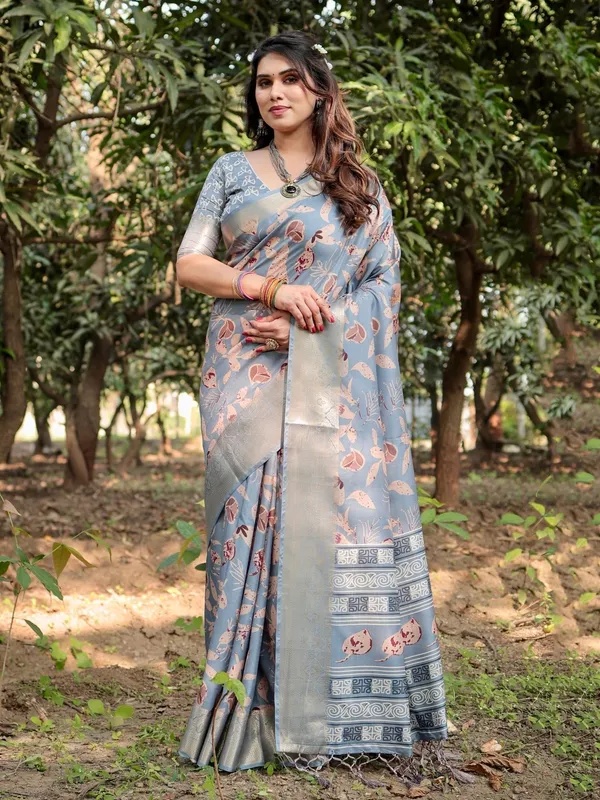 Stylish_Sky_Blue_Tussar_Silk_Saree_with_Beige_and_Gold_Zari_Work_and_Contemporary_Pallu_Design