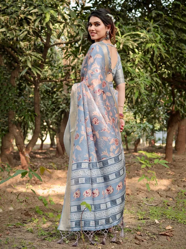 Stylish_Sky_Blue_Tussar_Silk_Saree_with_Beige_and_Gold_Zari_Work_and_Contemporary_Pallu_Design