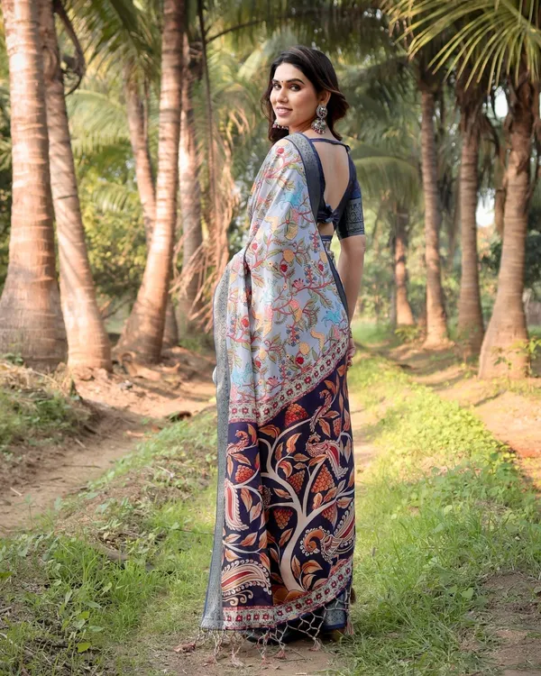 Sky_Blue_and_Navy_Digital_Print_Tussar_Silk_Saree_with_Zari_Woven_Border_and_Floral_Motif_Pallu