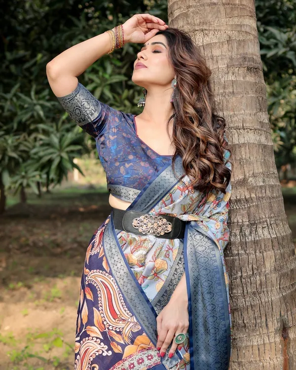 Sky_Blue_and_Navy_Digital_Print_Tussar_Silk_Saree_with_Zari_Woven_Border_and_Floral_Motif_Pallu
